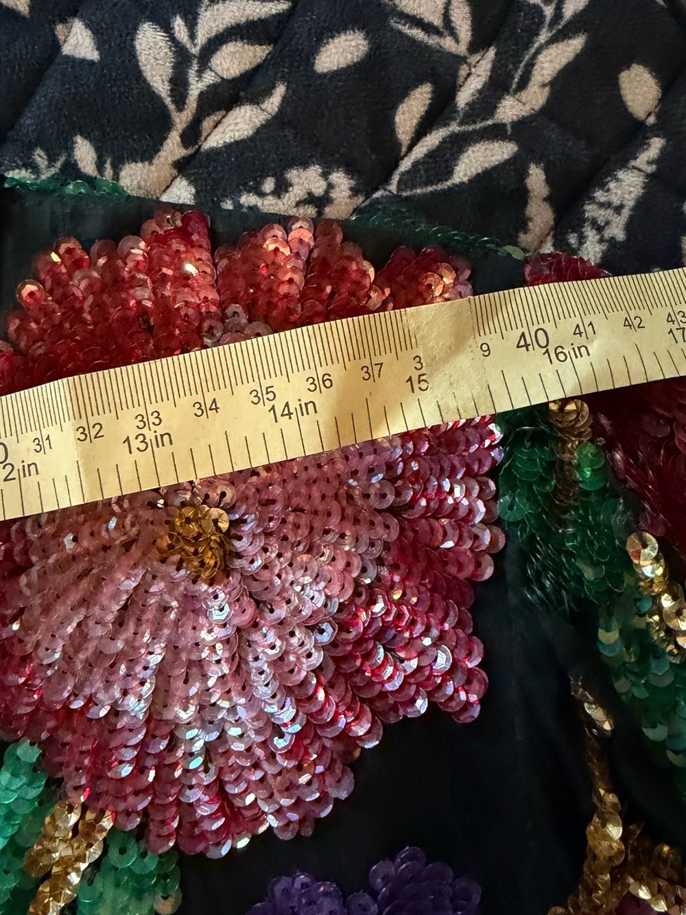 Laurence Kazar Black Sequin Floral Long-Sleeve Top with Purple Accents - Picture 11 of 12